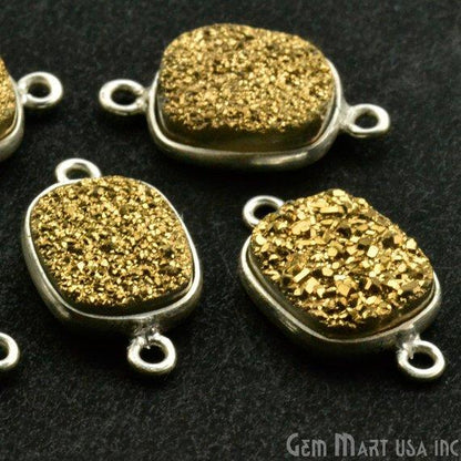 Clearance Titanium Druzy 10x12mm Octagon Silver Double Bail Bezel Gemstone Connector