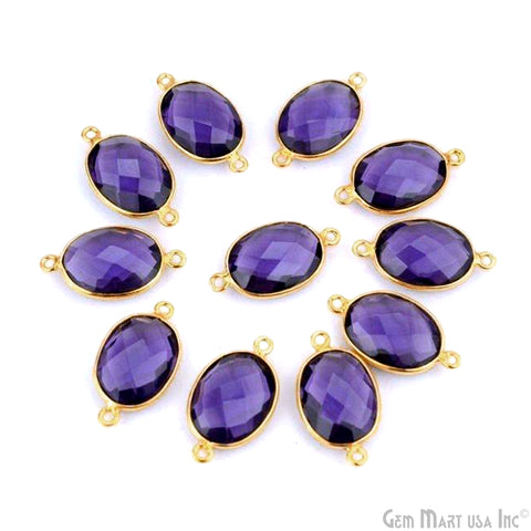 Oval 12x16mm Double Bail Gold Bezel Gemstone Connector