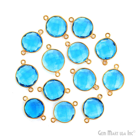 Round Shape 10mm Gold Plated Bezel Gemstone Connector (Pick Gemstone)