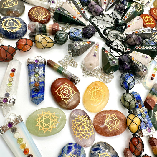 7 Chakra Healing Pack, Bulk Mixed 7 Chakra Lot, 100% Natural Gemstones, Wholesale Resale Supply, Gift Set, 4pcs+, GemMartUSA