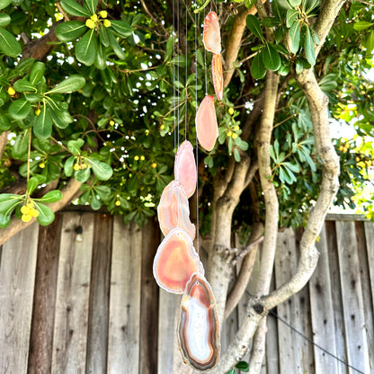 Red Agate Slice Wind Chime, Natural Gemstone Wind Chime, Garden Décor, Home Décor, Melodic Tones