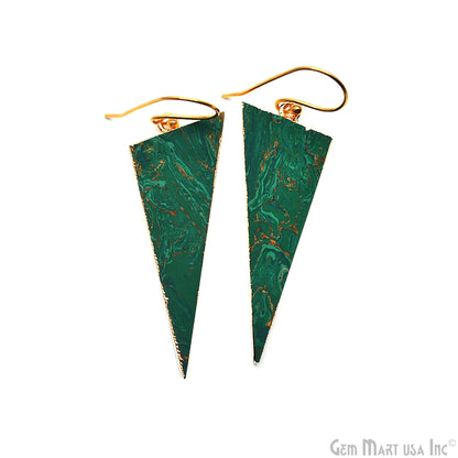 Triangle Shape 42x16mm Gold Plated Sediment Jasper Hook Earrings 1Pair (Pick your Gemstone)