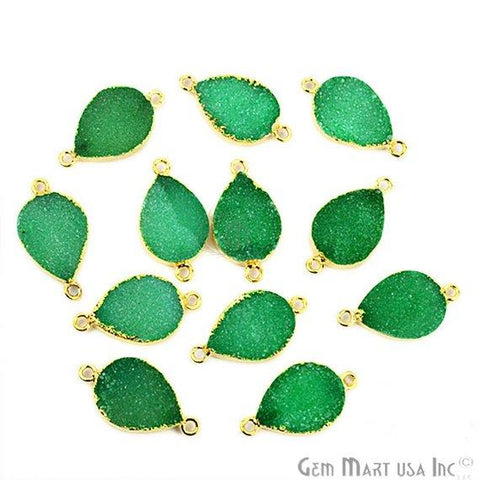 Clearance Gold Electroplated 13x18mm Pears Double Bail Druzy Gemstone Connector