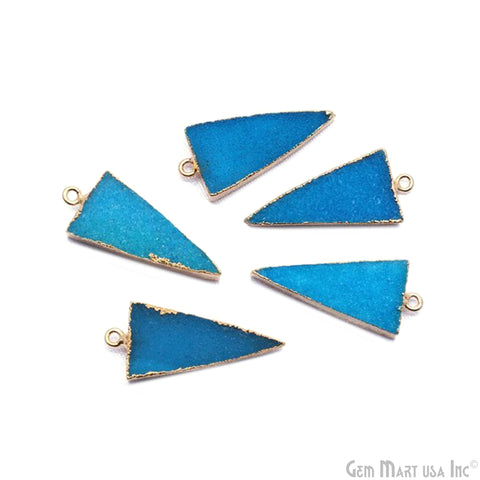 Druzy 30x14mm Triangle Single Bail Gold Electroplated Connector