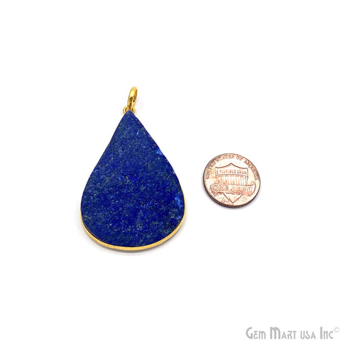 Lapis Lazuli Pendant Pear Shape 48x34mm Single Bail Gold Plated Bezel Pendant