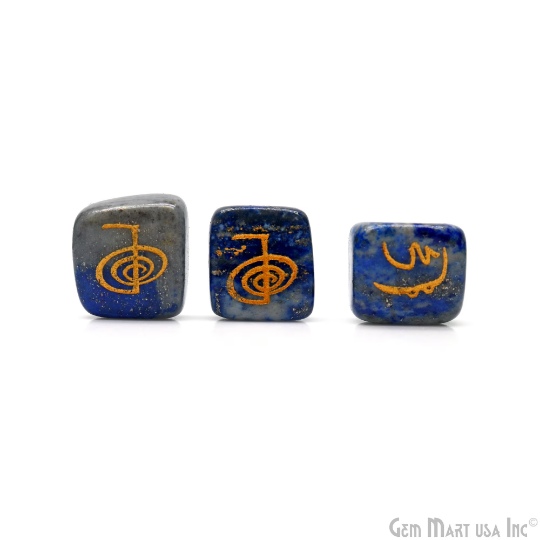 Lapis Archangel Sigil Engraved Tumbled Set 4 Pc Lot