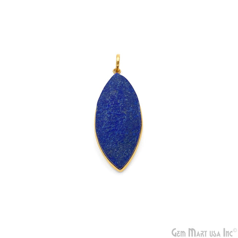 Lapis Lazuli Pendant Marquise Shape 50x23mm Single Bail Gold Plated Bezel Pendant