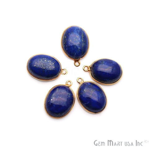 Lapis Lazuli Single Bail Gold Plated Oval 20x13mm Cabochon Connector