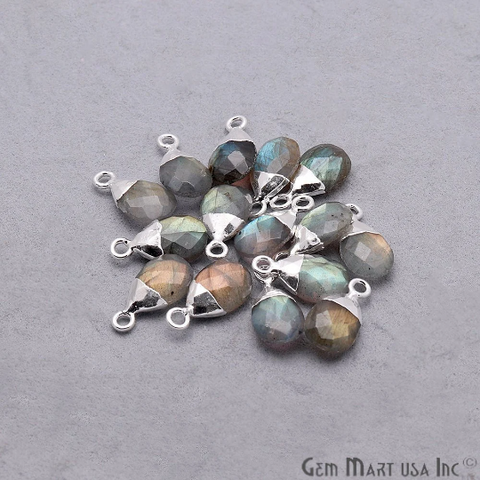 Labradorite Silver Electroplated 8x12mm Pear Gemstone Connector