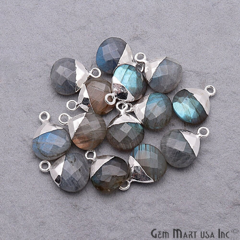 Labradorite 12mm Onion Silver Electroplated Single Bail Gemstone Connector