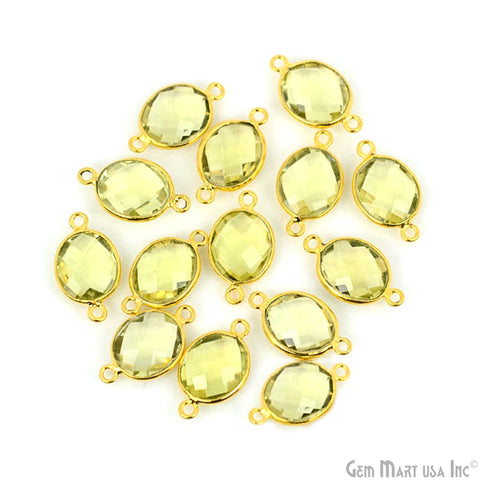 Oval 10x12mm Double Bail Gold Bezel Gemstone Connector