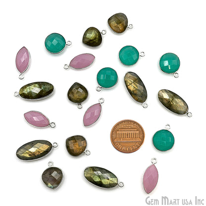 Silver Plated Pendant Bulk Lot, Single Bail Bezel Gemstones, Jewelry Making Supplies, DIY Jewelry Starter Kit, 18 pcs Craft Pack, GemMartUSA