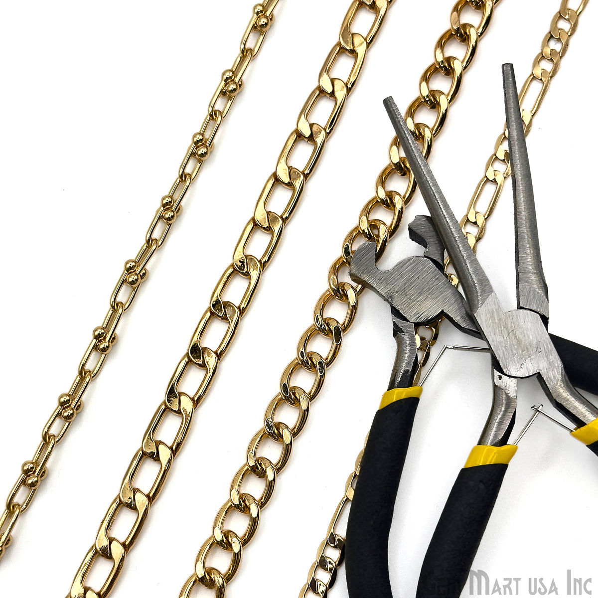 Gold Plated Chain Bulk Lot, Chunky Link Finding Chain, Wholesale Thick Jewelry Chain, Necklace Bracelet, DIY Jewelry Starter Kit, 9+ ft