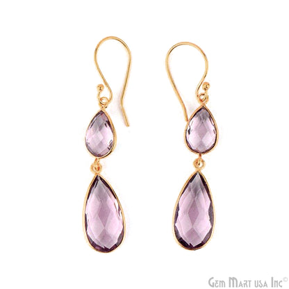 Pear Shape 10x56mm Gold Plated Gemstone Hook Earrings (Pick your Gemstone) (90059-1)