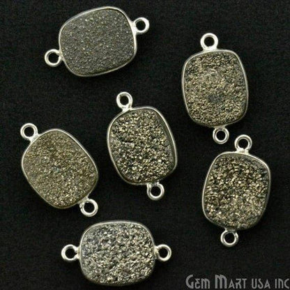 Clearance Titanium Druzy 10x12mm Octagon Silver Double Bail Bezel Gemstone Connector