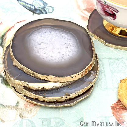 Natural Gemstone Coaster, Agate Coaster Set, Drinkware, Rock Coaster, Agate Slice Coaster