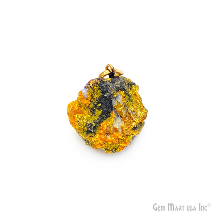 Orpiment Pendant Organic Shape 26x18mm Single Bail Gold Plated Bezel Pendant