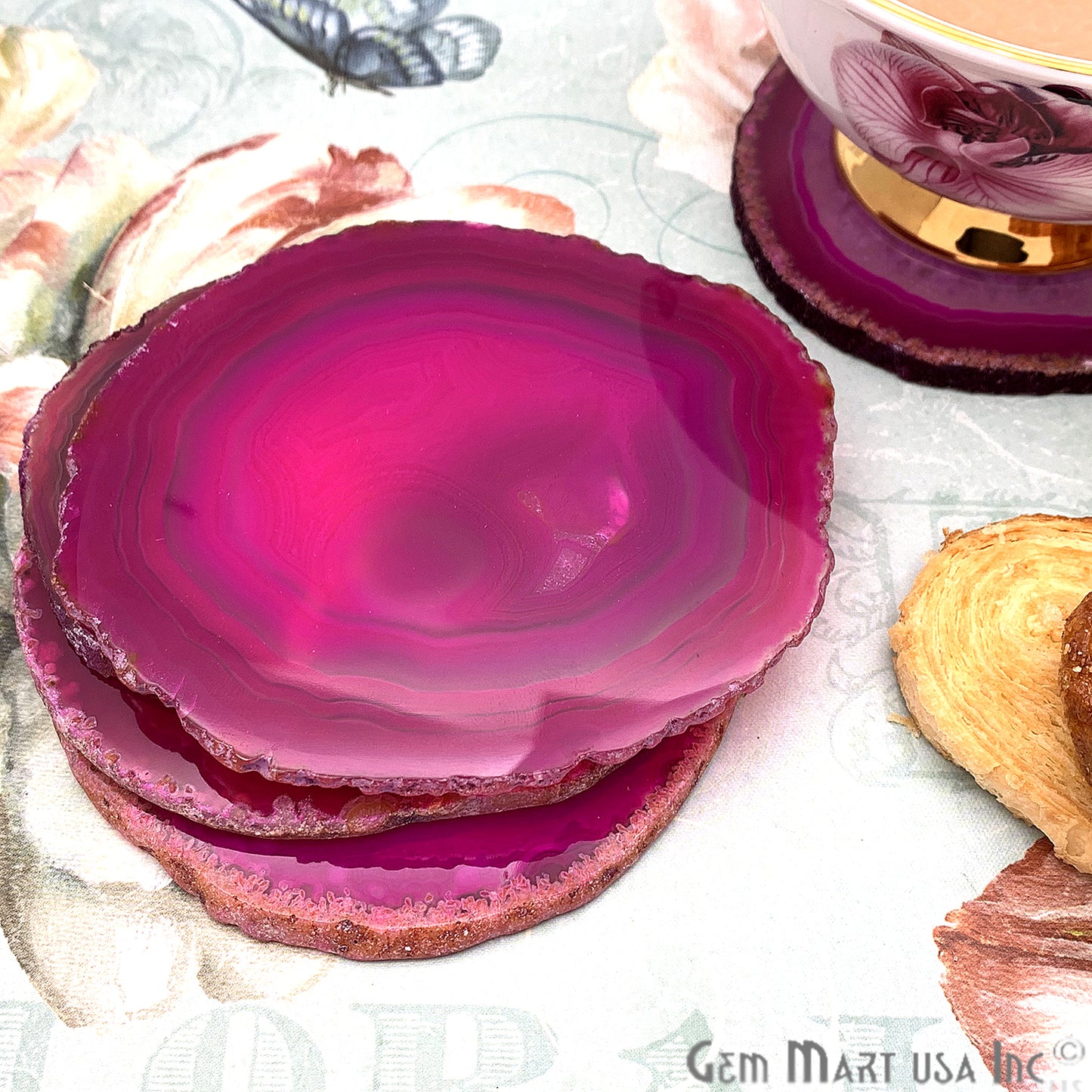 Natural Gemstone Coaster, Agate Coaster Set, Drinkware, Rock Coaster, Agate Slice Coaster