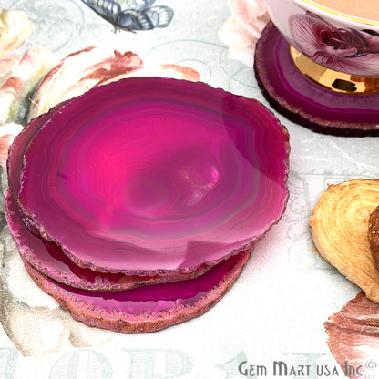 Natural Gemstone Coaster, Agate Coaster Set, Drinkware, Rock Coaster, Agate Slice Coaster