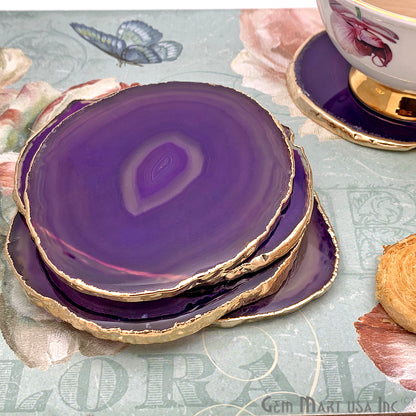 Natural Gemstone Coaster, Agate Coaster Set, Drinkware, Rock Coaster, Agate Slice Coaster