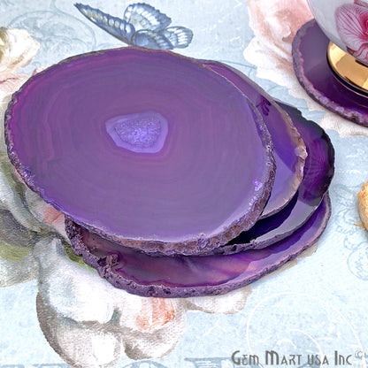 Natural Gemstone Coaster, Agate Coaster Set, Drinkware, Rock Coaster, Agate Slice Coaster