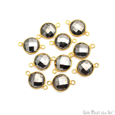 Round 10mm Double Bail Gold Plated Gemstone Bezel Connector