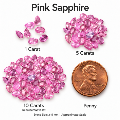 Pink Sapphire Oval & Pear Gemstone, 5x3 and 4x3mm, 1+ Carats, 100% Natural Precious Gems Faceted Loose Gems, September Birthstone