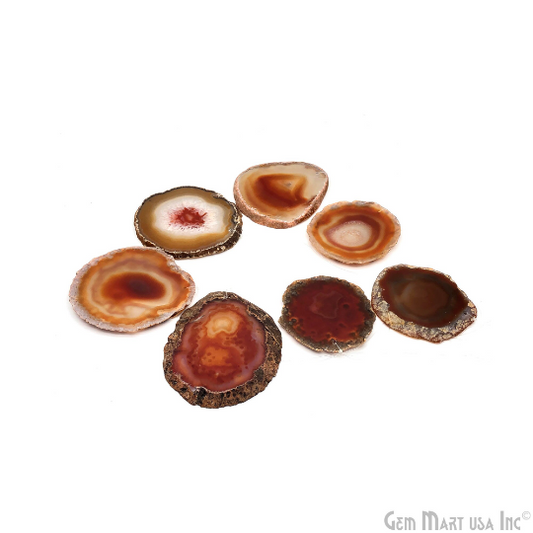 Red Natural Gemstone Coaster, Agate Slice Coaster, Rock & Crystal Coaster, Organic/Silver/Gold Plated Drinkware