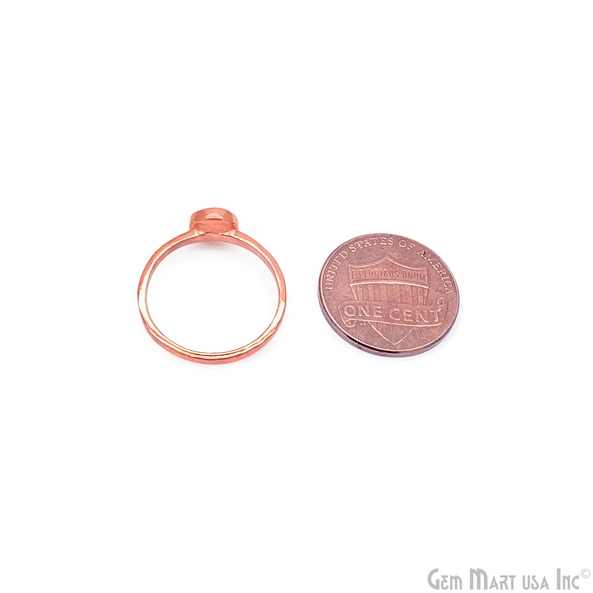 Round Bezel Cup Blank Ring Rose Gold Plated 5mm Round Stone Slot With Open Backing, Ring Setting