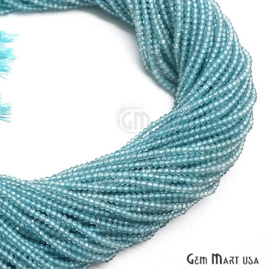 Blue Apatite Rondelle Beads, 12-13 Inch Gemstone Strands, Drilled Strung Nugget Beads, Faceted Round, 2-2.5mm