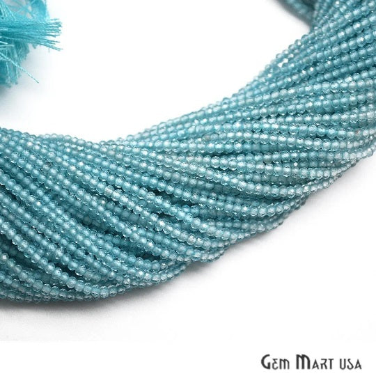 Blue Apatite Rondelle Beads, 12-13 Inch Gemstone Strands, Drilled Strung Nugget Beads, Faceted Round, 2-2.5mm