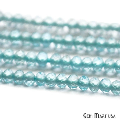 Blue Apatite Rondelle Beads, 12-13 Inch Gemstone Strands, Drilled Strung Nugget Beads, Faceted Round, 2-2.5mm