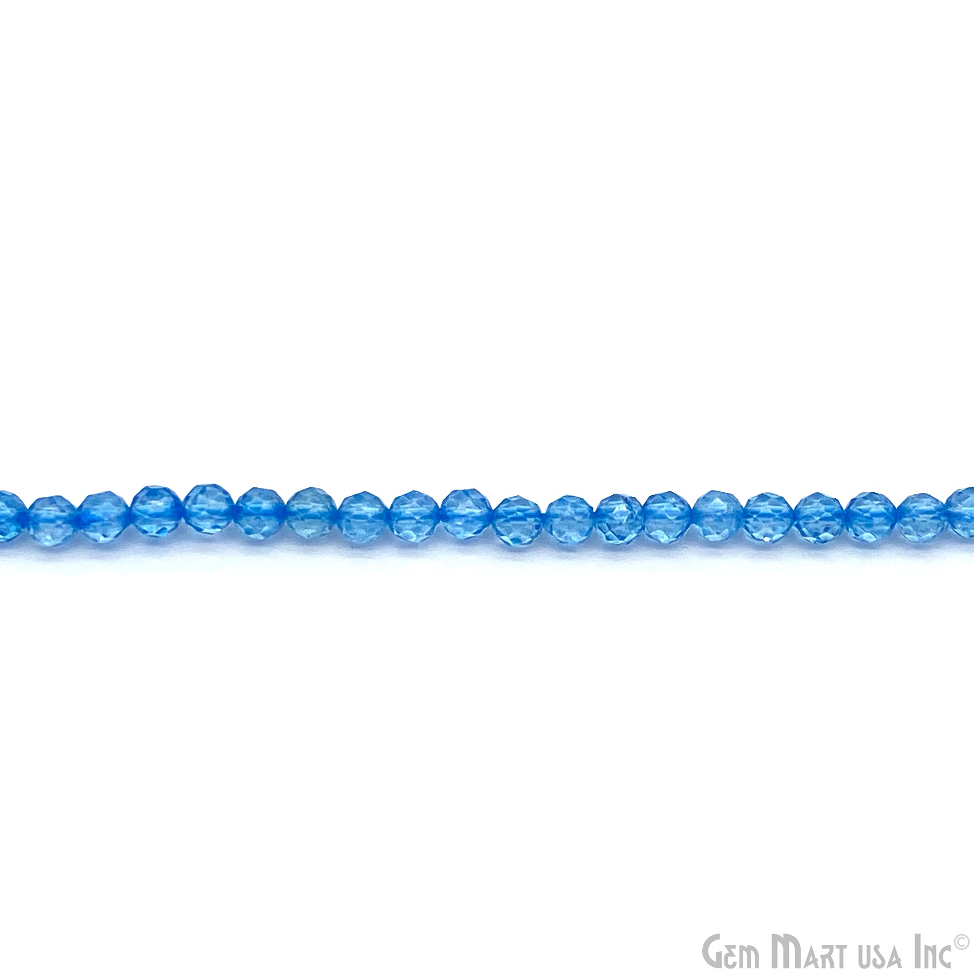 Blue Topaz Round Shape 3-4mm Beads 13" Full Strand Beads