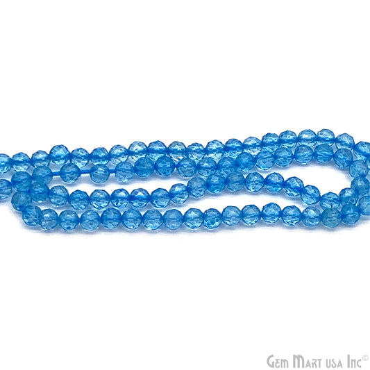 Blue Topaz Rondelle Beads, 13 Inch Gemstone Strands, Drilled Strung Nugget Beads, Faceted Round, 3-4mm