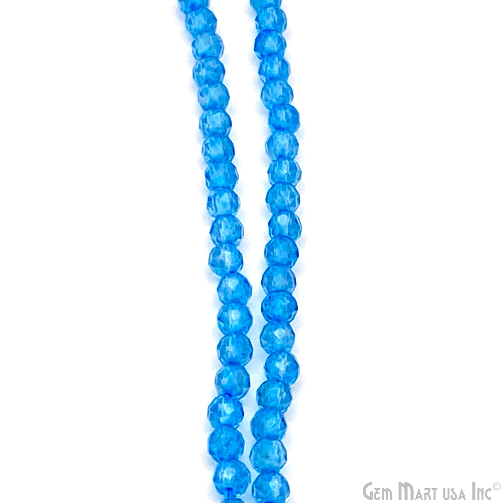 Blue Topaz Round Shape 3-4mm Beads 13" Full Strand Beads