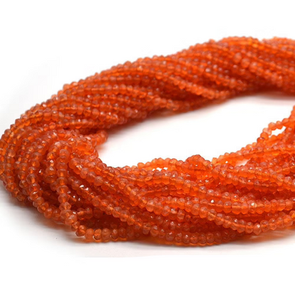 Gemstone Rondelle Bead Strands, Round Faceted, Polished Beads, Handmade Rondelle Beads, 12.5-inch, 3-4mm Round Strands for DIY Jewelry Making