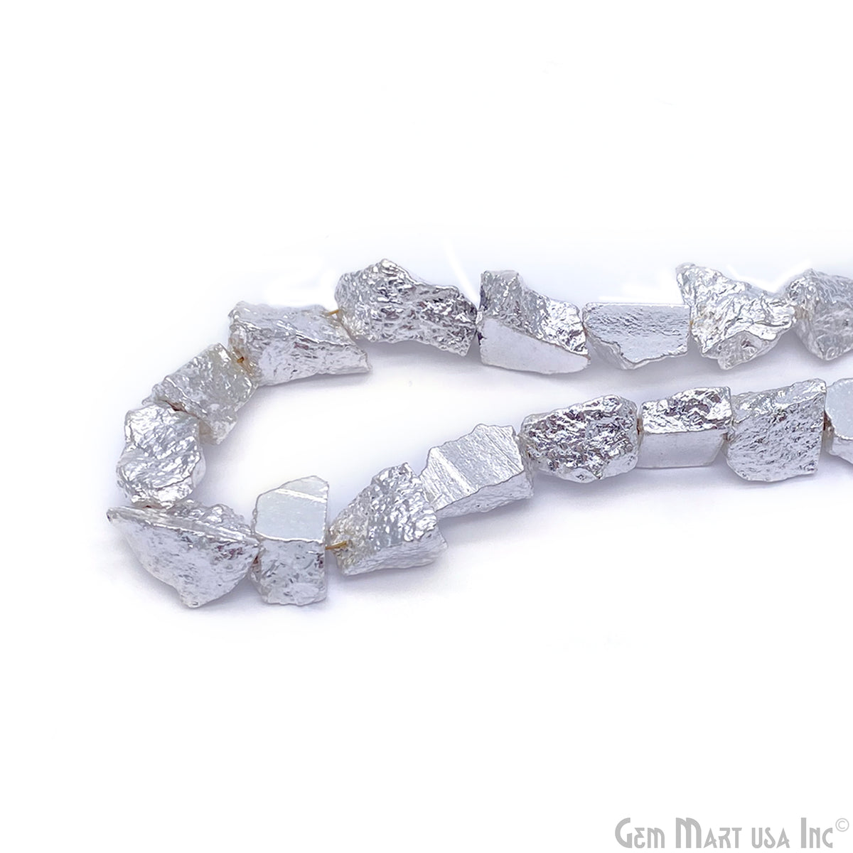 1 Strand Silver Color Pyrite AAA High Quality Rough Nugget Gemstone 7" length