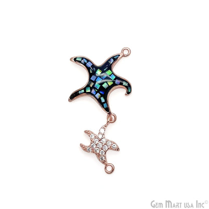 Starfish Charm Pendant Cubic Zircon 30x23mm Double Bail Bracelet Charm Jewelry GemMartUSA