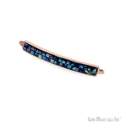 Multi Shell Rectangle 38x5mm Double Bar Pendant Connector Charm Jewelry GemMartUSA