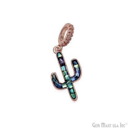 Shell Cactus Charm Pendant 30x12mm Single Bail Bracelet Charm Jewelry GemMartUSA