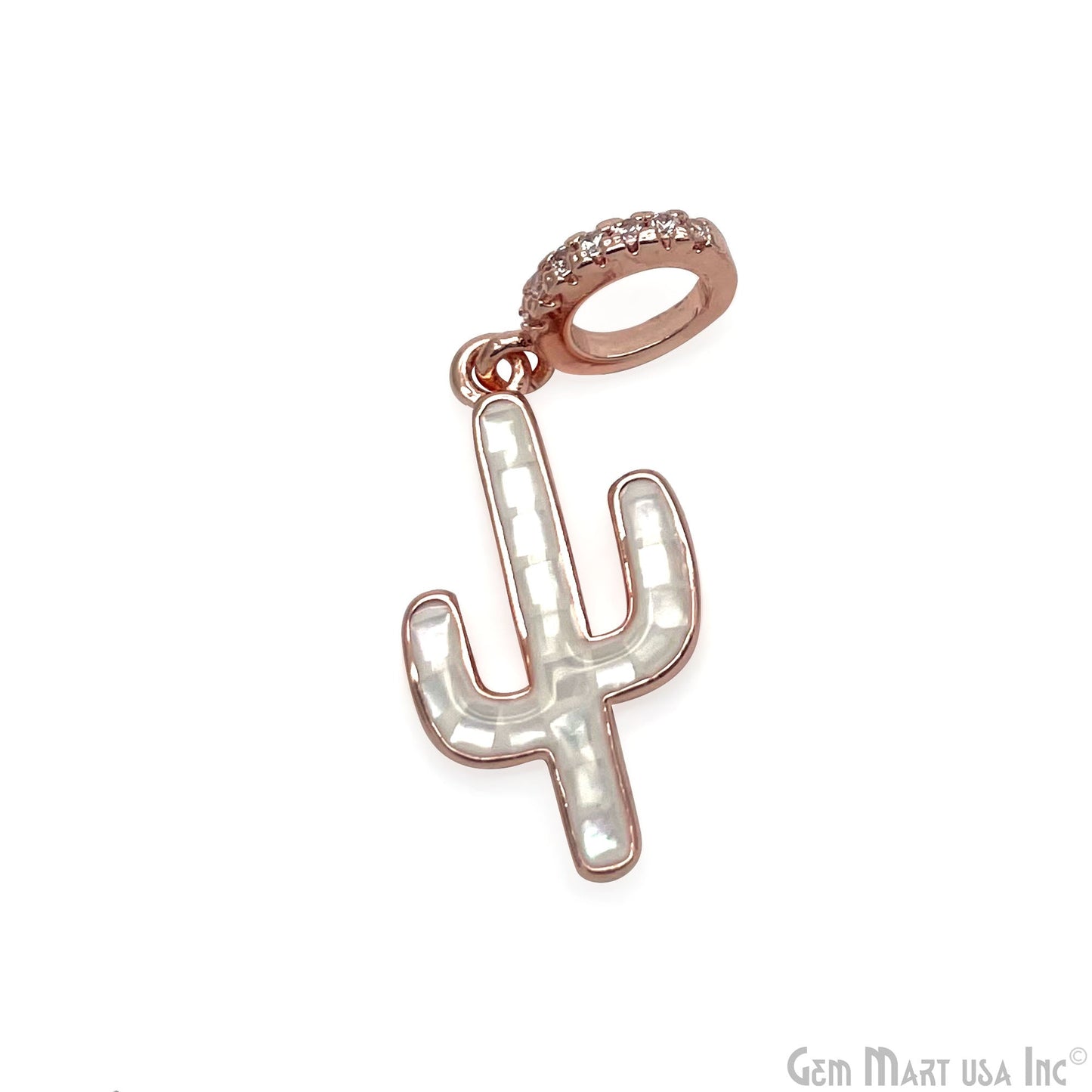 Shell Cactus Charm Pendant 30x12mm Single Bail Bracelet Charm Jewelry GemMartUSA