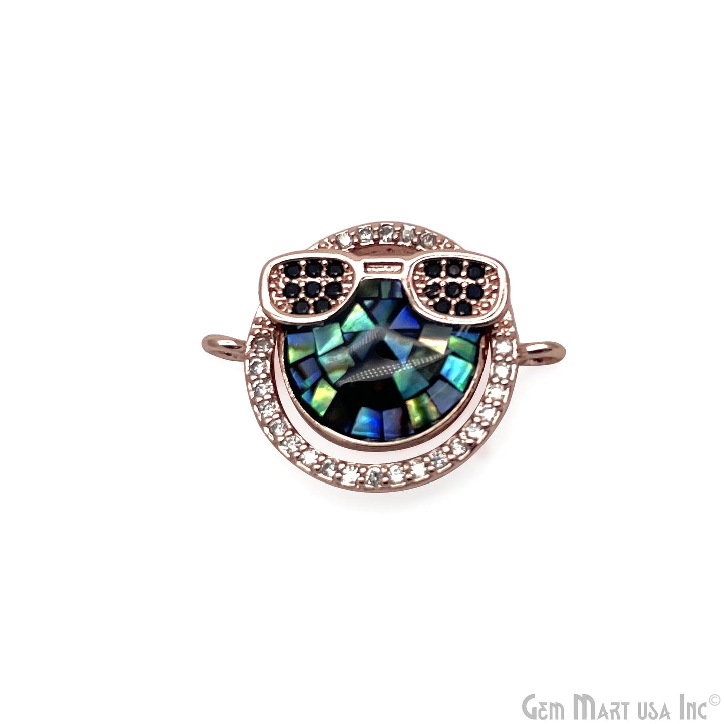 Sunglasses Smiley Face Cool Emoji Pendant 20x15mm Cubic Zircon Emoji Charm Jewelry GemMartUSA