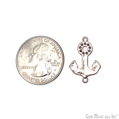 Anchor Charms, Micro Pave Anchor, Anchor Beads, Anchor Jewelry, CZ Beads 23x16mm, Charm Jewelry GemMartUSA