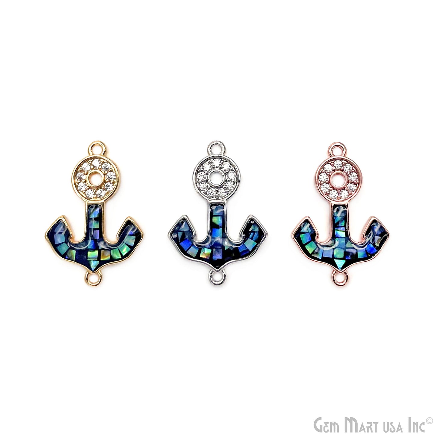 Anchor Charms, Micro Pave Anchor, Anchor Beads, Anchor Jewelry, CZ Beads 23x16mm, Charm Jewelry GemMartUSA