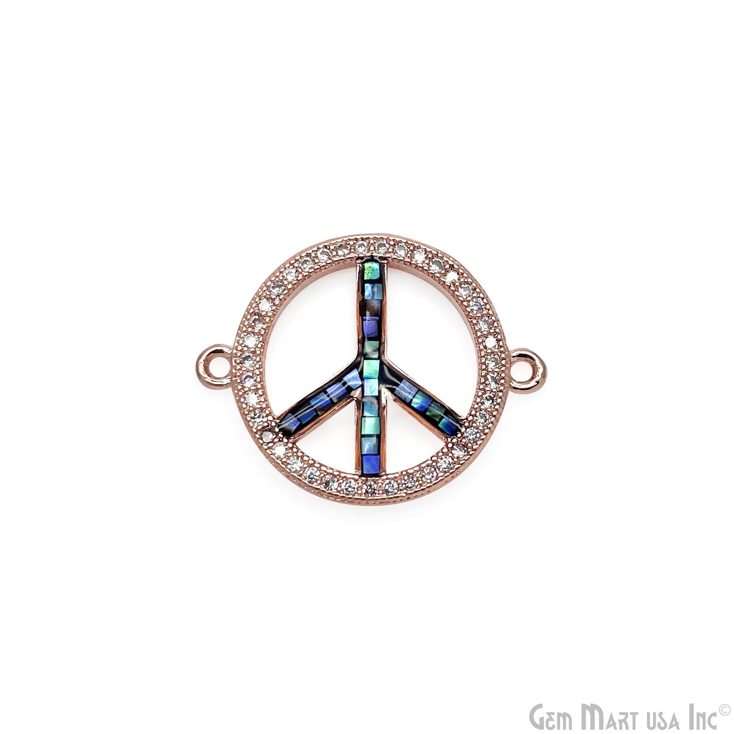 Peace Shape 18mm Cubic Zircon Round Double Bail Connector Pendant Charm Jewelry GemMartUSA