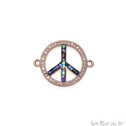 Peace Shape 18mm Cubic Zircon Round Double Bail Connector Pendant Charm Jewelry GemMartUSA