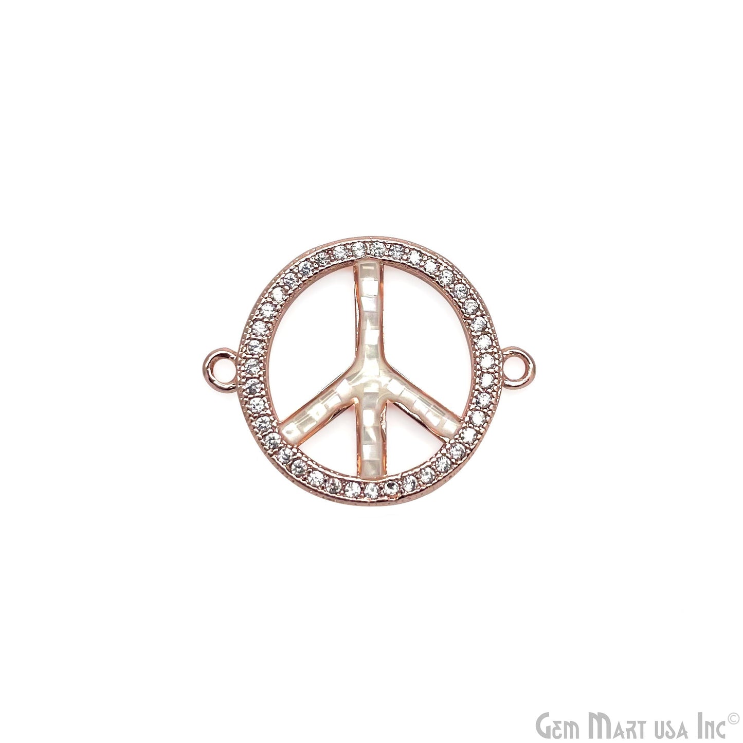 Peace Shape 18mm Cubic Zircon Round Double Bail Connector Pendant Charm Jewelry GemMartUSA