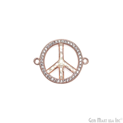 Peace Shape 18mm Cubic Zircon Round Double Bail Connector Pendant Charm Jewelry GemMartUSA