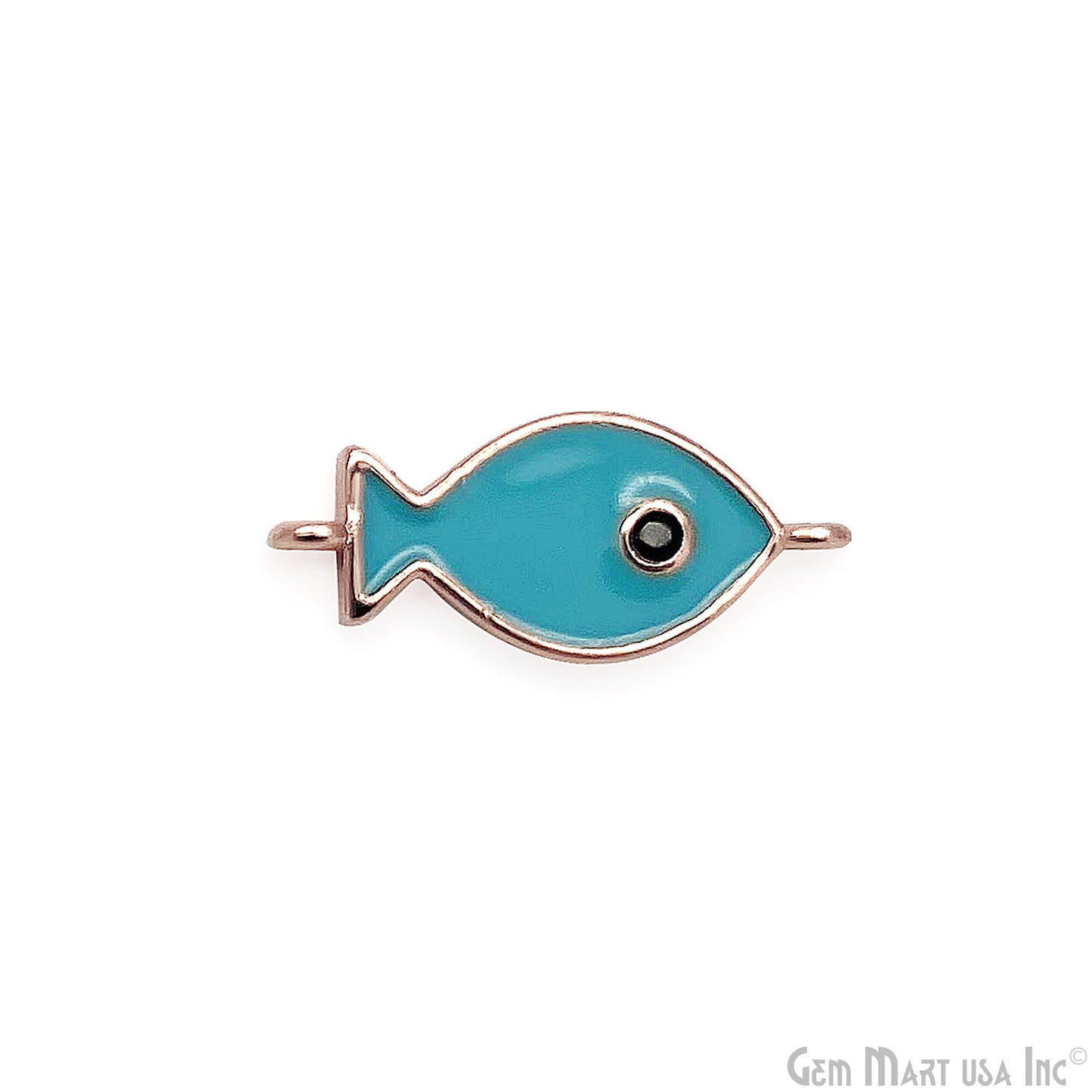 Fish Charm Blue Shell  Double Bail Connector Pendant Jewelry GemMartUSA