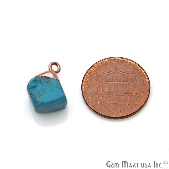 Turquoise Gemstone 20x14mm Organic Single Bail Rose Gold Edged Connector